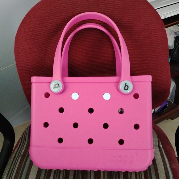 ❤️BOGG BITTY BAG PINK Waterproof Rubber Tote Purse + Clear Zip Wallet - Picture 4 of 7